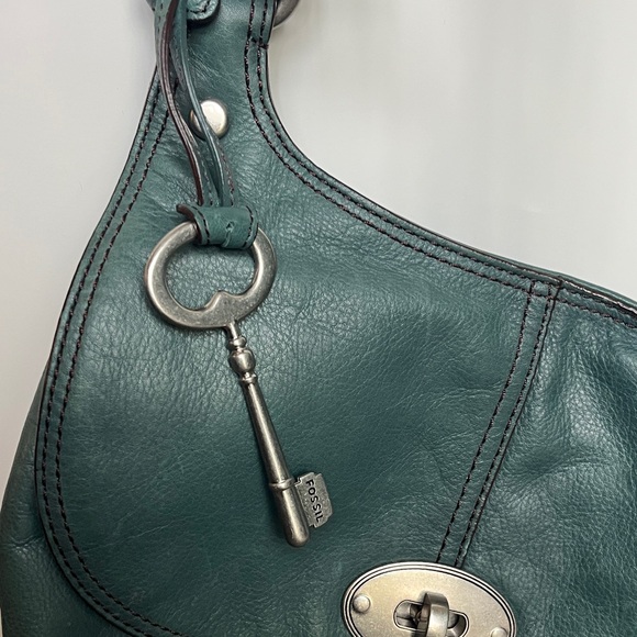 Fossil Dark Green/Blue Leather Crossbody Bag - Picture 7 of 11
